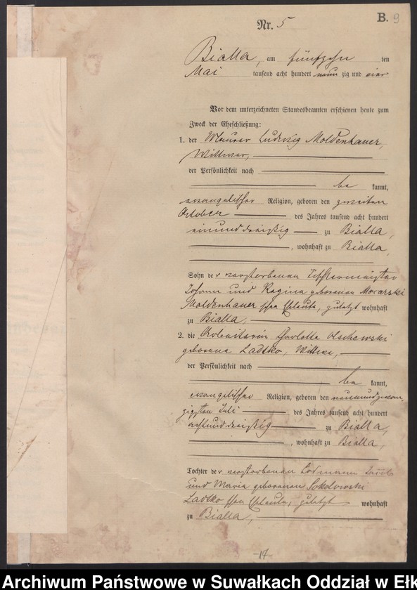 image.from.unit.number "[Heiraths-Haupt-Register des Königlichen Preussischen Standes-Amtes Bialla Kreis Johannisburg]"