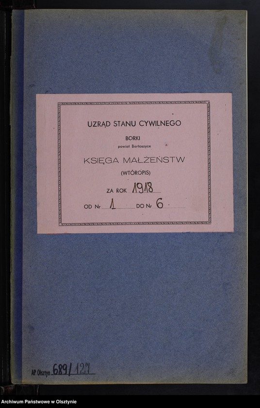image.from.unit.number "Heirats-Neben-Register Nr 1 - 6 [ Księga małżeństw - wtóropis ]"