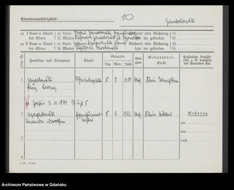 image.from.unit.number "Karty meldunkowe: Zapel - Zeitz"