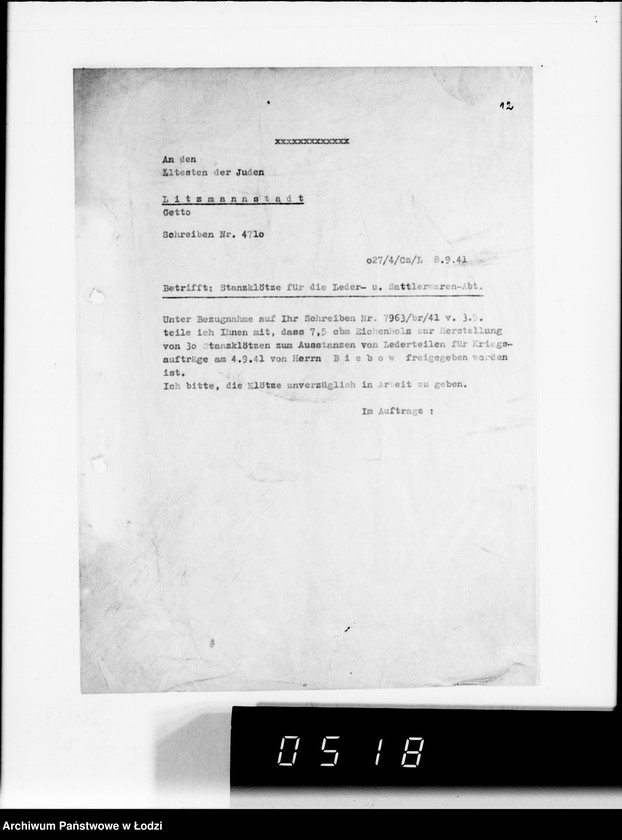 Obraz 16 z jednostki "Bedarfsmeldungen der Älteste der Juden"