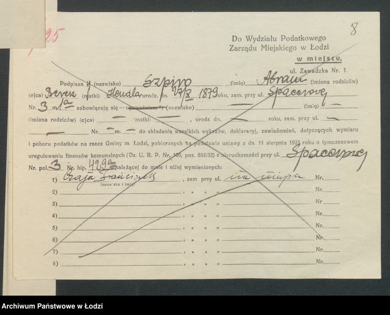 image.from.unit.number "Księga inwentarzowa nieruchomości m. Łodzi ul. Spacerowa"