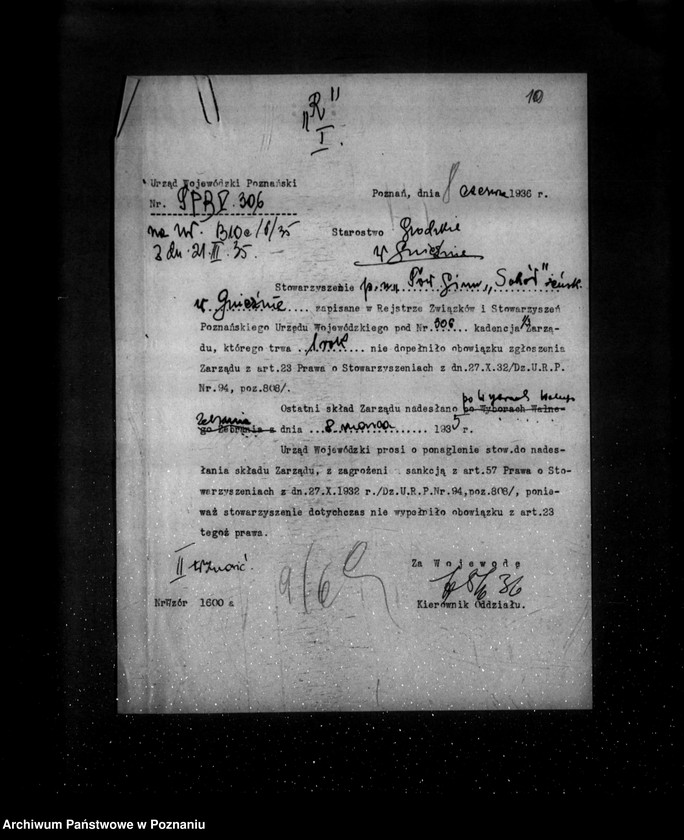 Obraz 14 z jednostki "/Żeńskie Towarzystwo Gimnastyczne Sokół w Gnieźnie - rejestracja/"