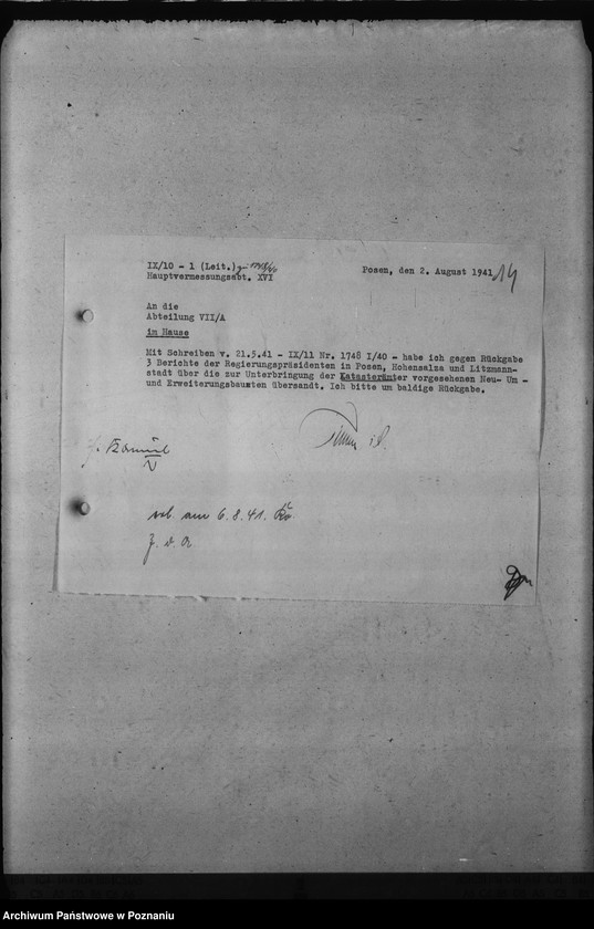 Obraz 18 z jednostki "Unterbringung der Katasterämter"