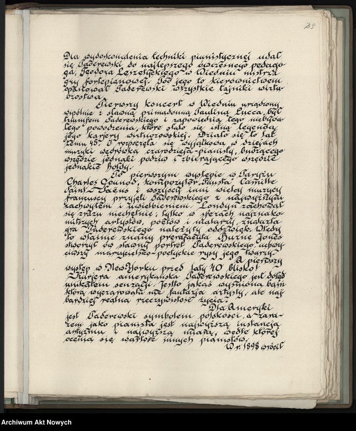 image.from.unit.number ""LXX Ignacemu Paderewskiemu - Łodzianie". Album pamiątkowy, oprawny w skórę, strona tytułowa obita srebrem"