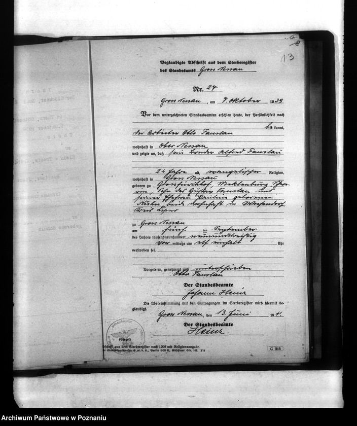 Obraz 17 z jednostki "Wykaz miejscowych Niemców, którzy zginęli w 1939 roku (pow) Thorn (Toruń)"