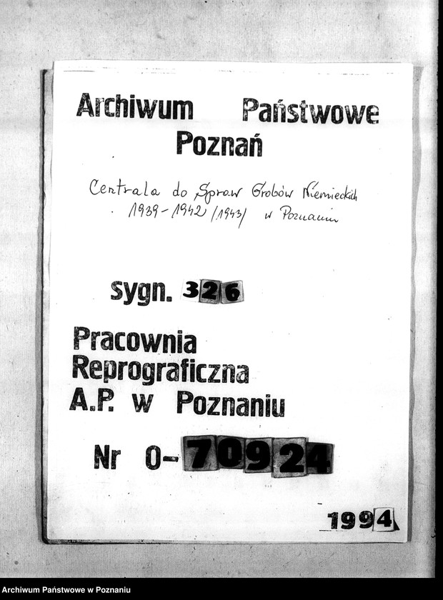 Obraz 1 z jednostki "Zgłoszenia zmarłych i zaginionych miejscowych Niemców w 1939 roku - powiat bydgoski"