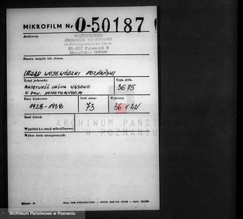 Obraz 2 z jednostki "Majętność leśna Wąsowo w powiecie nowotomyskim"