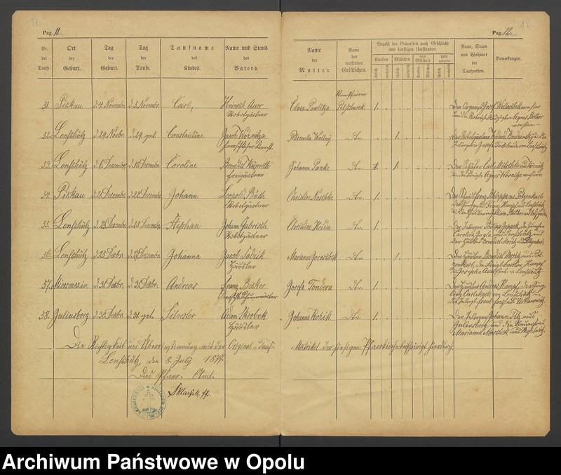 Obraz 12 z jednostki "[Księga chrztów 1840-1842, małżeństw 1840-1843 oraz zgonów 1840-1842 parafii Łężce]"