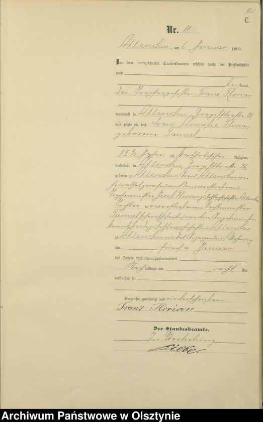 image.from.unit.number "Sterbe-Haupt-Register Tom I,Nr 1 - 395"