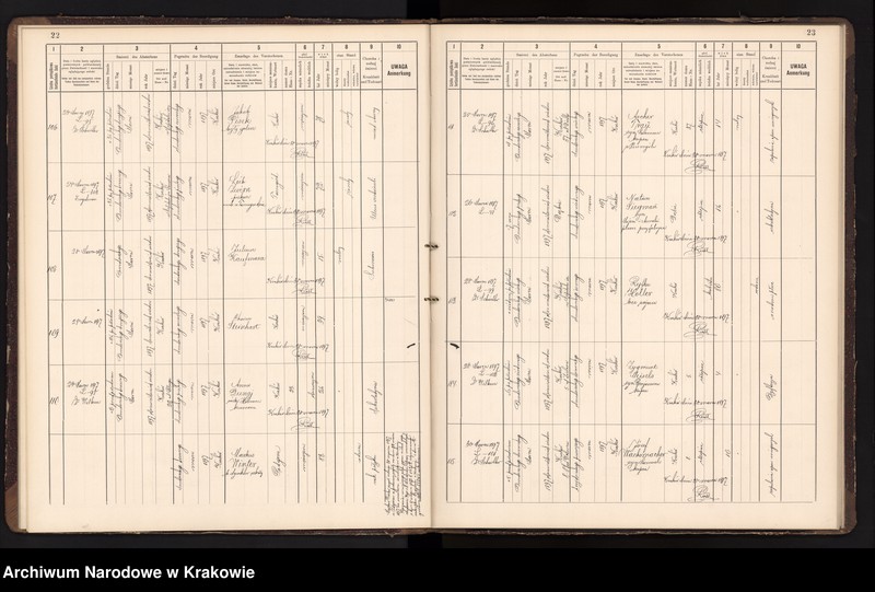 image.from.unit.number "Księga obejmująca wpisy wypadków śmierci Izraelitów w okręgu metrykalnym Krakowskim na rok 1897"