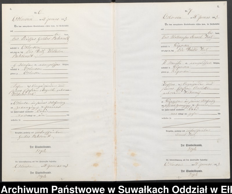 image.from.unit.number "Sterbe-Neben-Register des Preussischen Standes-Amtes Orlowen Kreis Lötzen"