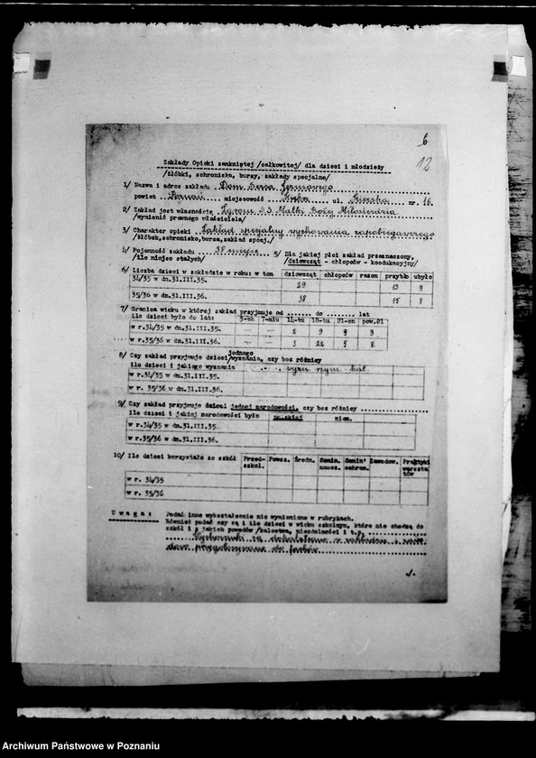 Obraz 16 z jednostki "/Zakłady specjalne/ wykazy"