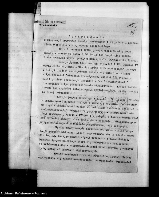 Obraz 18 z jednostki "Prywatna Szkoła Powszechna z niemieckim językiem nauczania Rejowiec powiat Wągrowiec"