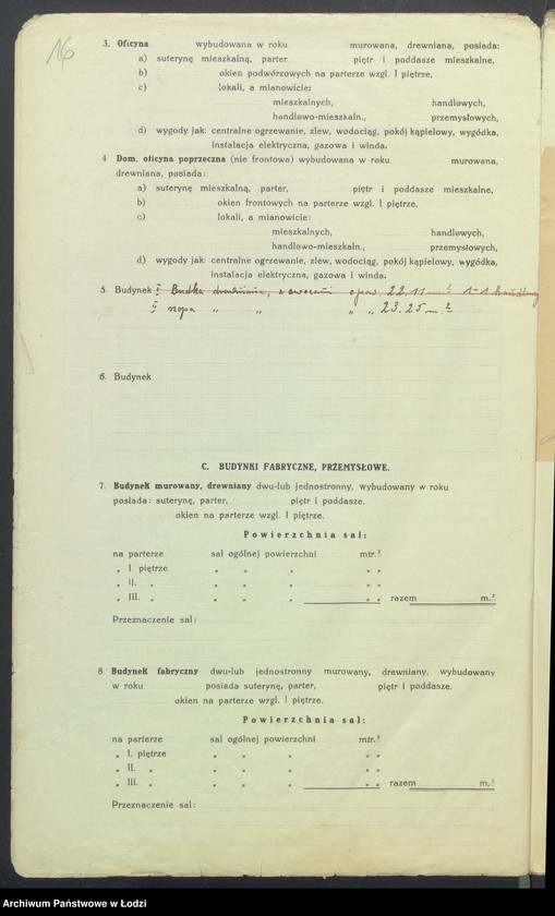 Obraz 18 z jednostki "Księga inwentarzowa nieruchomości m. Łodzi ul. Legionów"