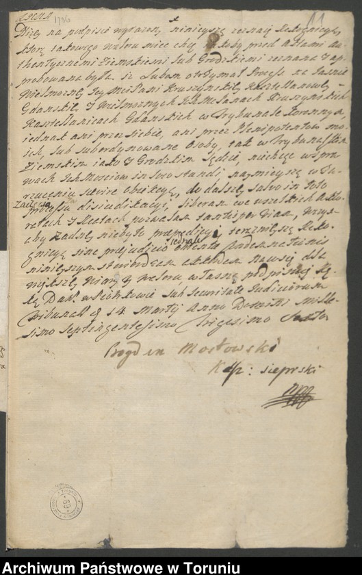 image.from.unit.number "Teresa z Konopackich Kruszyńska, kasztelanowa gdańska-akta procesowe przeciw księdzu Stanisławowi Białochoskiemu (Białochowski), kanonikowi kijowskiemu"