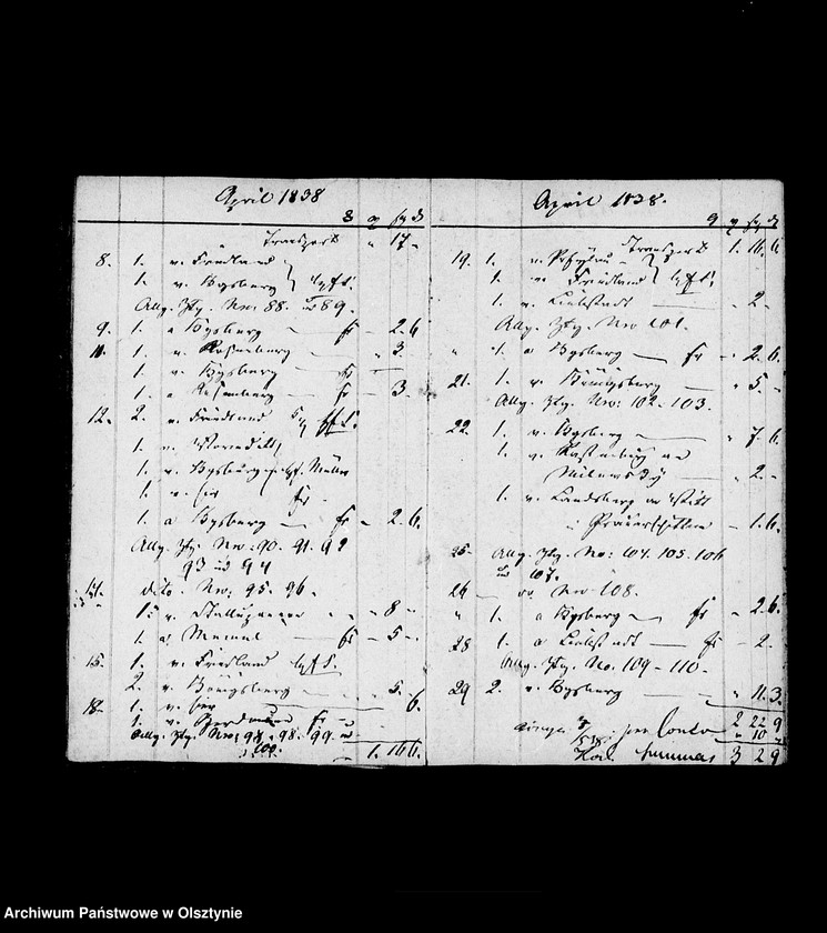 image.from.unit.number "Post- Conto- Buch der Postexpedition Bartenstein für Juditten"