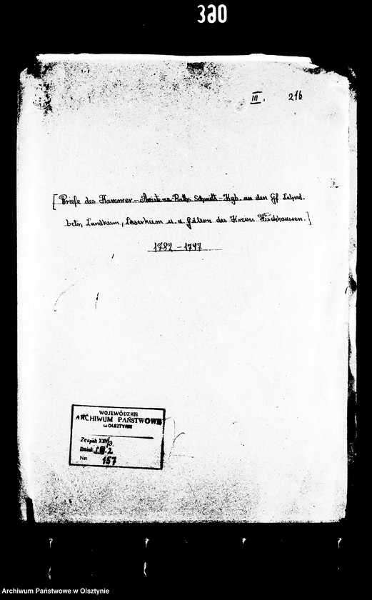 image.from.unit.number "/Geschäftsbriefe des Cammer- Assistenz- Raths Schmidt- Königsberg an den Grafen betr. die Landkeimschen Güter im Kreise Fischhausen/"