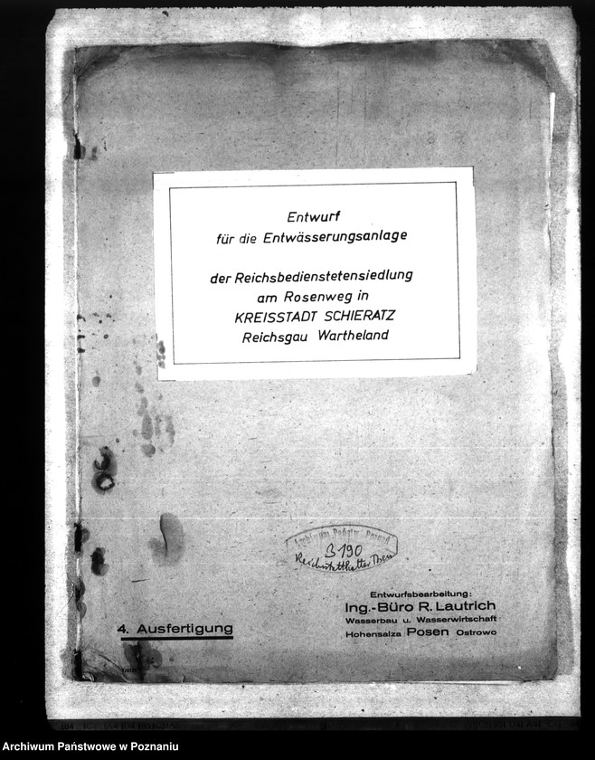 Obraz 4 z jednostki "Entwurt für die Entwässerungsanlage der Reichsbedienstetensiedlung am Rosenweg in Schieratz"