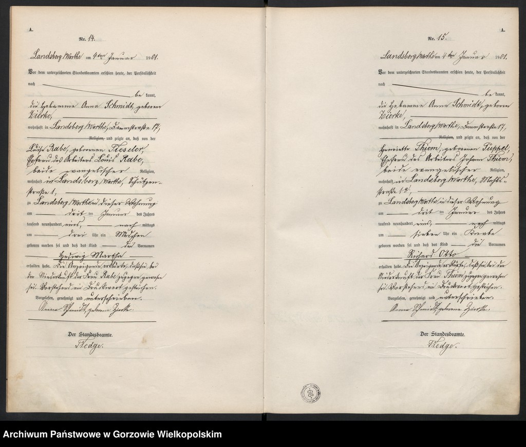 Obraz 10 z jednostki "Geburts Register"