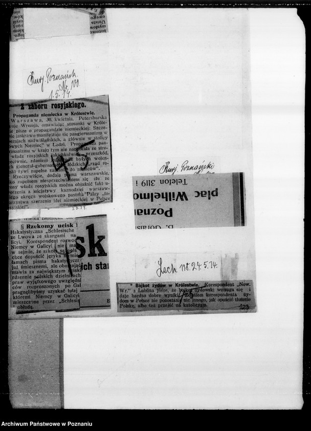 Obraz 11 z jednostki "Sprawy Polaków na terenie zaborów i zagranicą [Wycinki prasowe]"