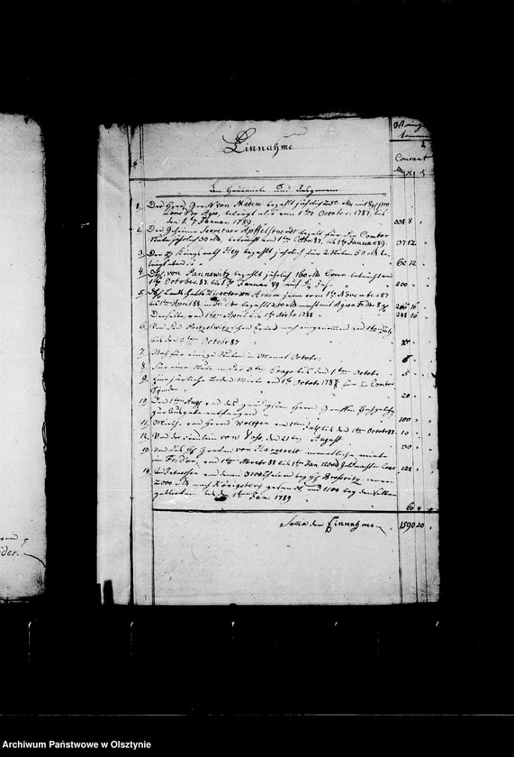 image.from.unit.number "Rechnung über die Einnahme u. Ausgabe von Gf. Lehndorfs Revenüs"