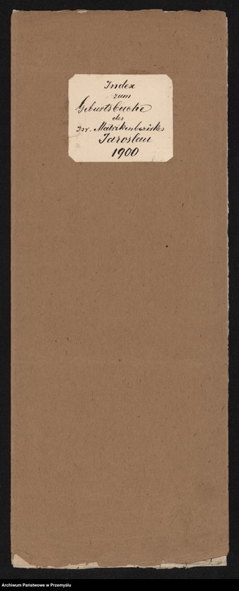 image.from.unit.number "Index zum Geburtsbuche des Matrikenbezirkes Jaroslau 1900"