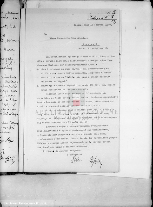 Obraz 17 z jednostki "Evangelisches Vereinhaus,,Herberge zur Heimat" w likwidacji, Obrót w Banku Gospodarstwa Krajowego"