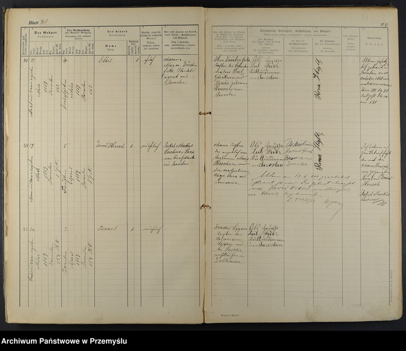image.from.unit.number "Geburtsmatrik des israelitischen Matriken-Bezirkes Jaroslau pro 1889"