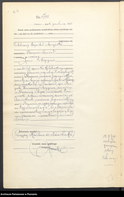 Obraz 6 z jednostki "Księga miejscowa zgonów tom IV [Rejestr główny zgonów]"