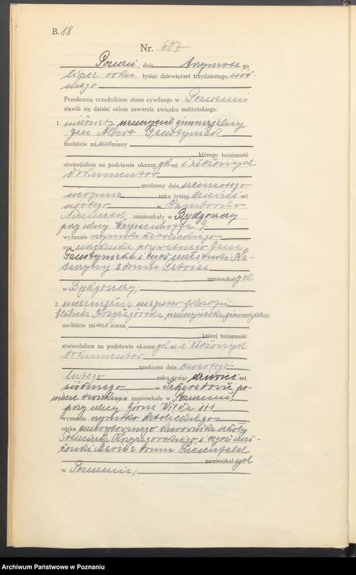 Obraz 20 z jednostki "Księga miejscowa małżeństw tom III [Rejestr główny małżeństw]"
