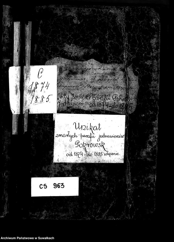 image.from.unit.number "Unikat zmarłych parafii jednowierców Pokrowsk od 1874 - do 1885 włącznie"