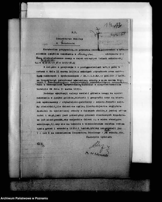 Obraz 17 z jednostki "Prywatna Szkoła Powszechna z niemieckim językiem nauczania w Nowejwsi powiat Żnin"