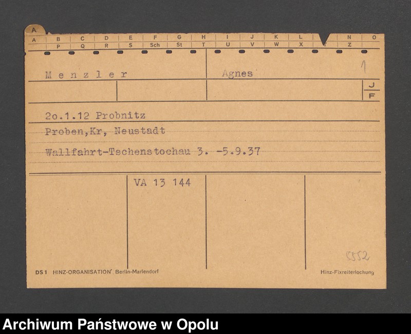 Obraz 3 z jednostki "[Menzler Agnes, ur. 20.1.1912 Probnitz]"