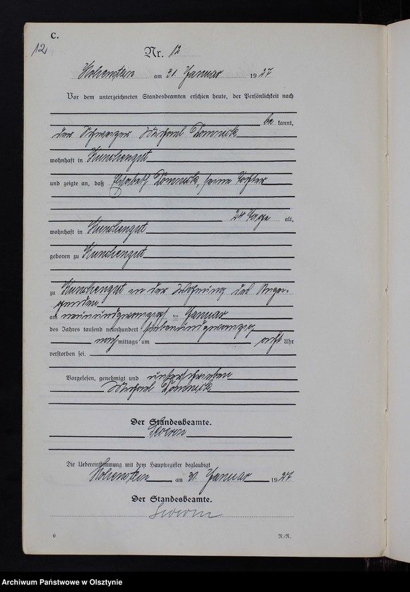 image.from.unit.number "Sterbe-Neben-Register Nr 1 - 116"