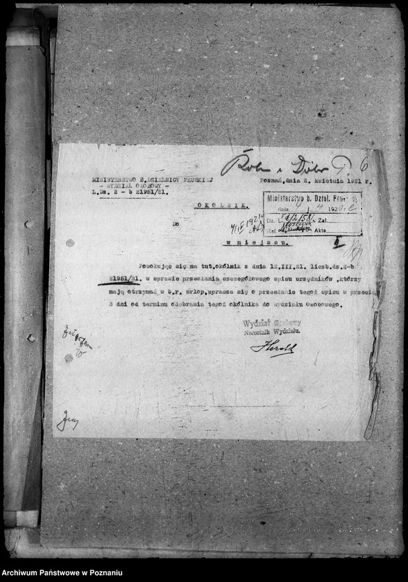 Obraz 10 z jednostki "Sprawy osobowe Departamenu Rolnictwa i Dóbr Państw. urlopy ferialne"