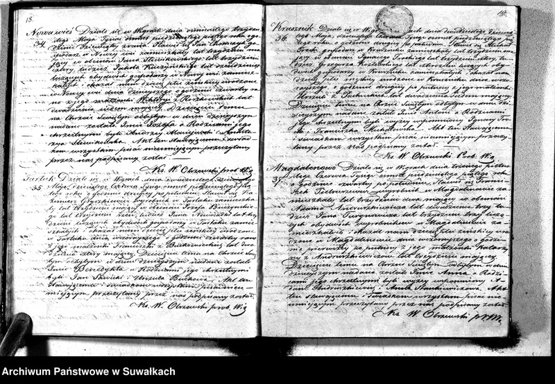 image.from.unit.number "Duplikat akt urodzonych, zaślubionych i zmarłych parafii wigierskiey z roku 1855"