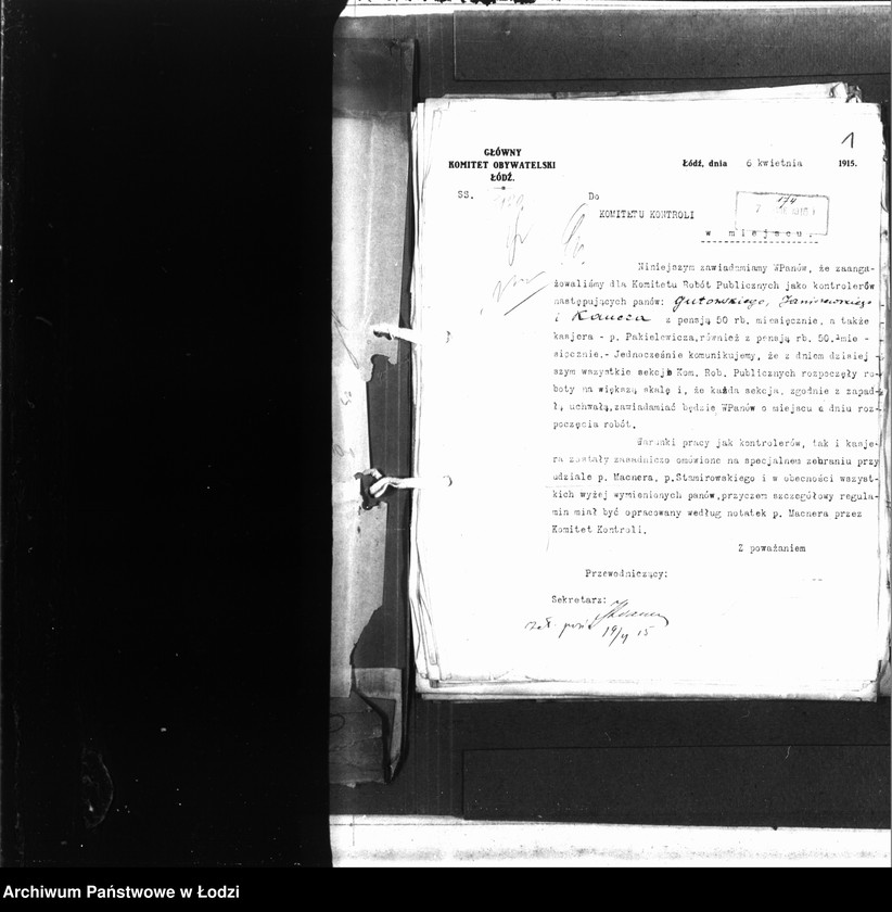 Obraz 6 z jednostki "Korespondencja Głównego Komitetu Obywatelskiego z Komitetem Kontroli"