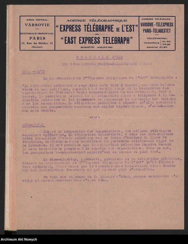 Obraz 9 z jednostki "Agence Télégraphique "Express Télégraphe de l