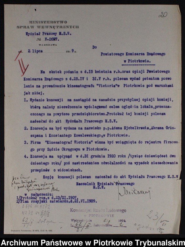 image.from.collection.number "Piotrkowskie kinoteatry sprzed wieku w dokumencie archiwalnym111"