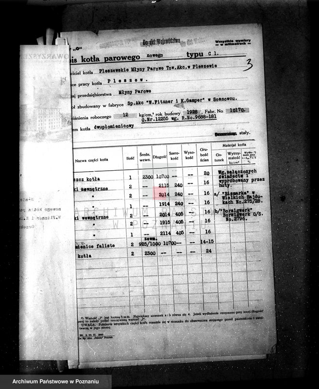 Obraz 7 z jednostki "Pleszewskie Młyny Parowe w Pleszewie nr fabr. kotła 10170, nr woj. kotła 6361"