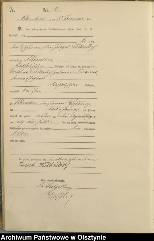 image.from.unit.number "Geburts-Haupt-Register Tom I,Nr 1 - 315"