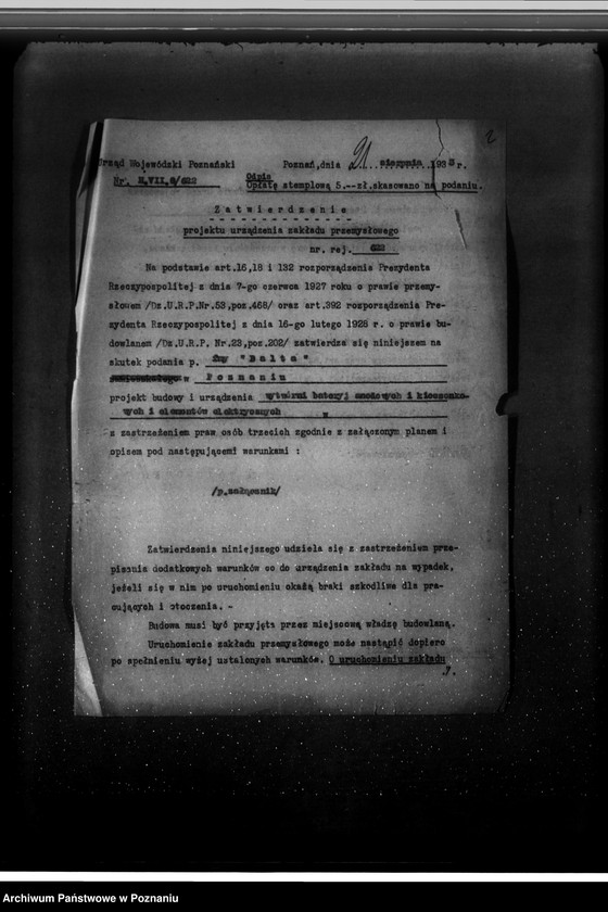 Obraz 6 z jednostki "Fabryka elementów i baterii "Balta" Brzeski i Spółka z o. o. Poznań ul. Patrona Jackowskiego 34 zatwierdzenie zakładu"