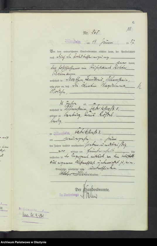 image.from.unit.number "Sterbe-Haupt-Register Tom II, Nr 352-717"