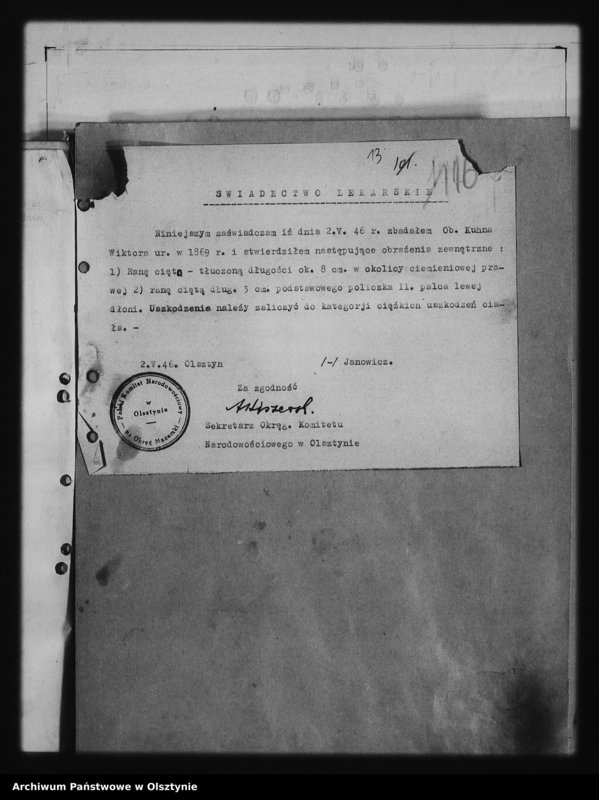 image.from.unit.number "Protokóły i sprawy różne Okręgowego Komitetu Narodowościowego i pow."