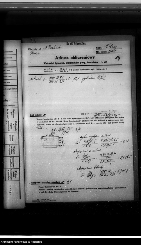 Obraz 19 z jednostki "Tartak w Poniecu pow. gostyński, własność H. Drobiński nr woj. kotła 2497"