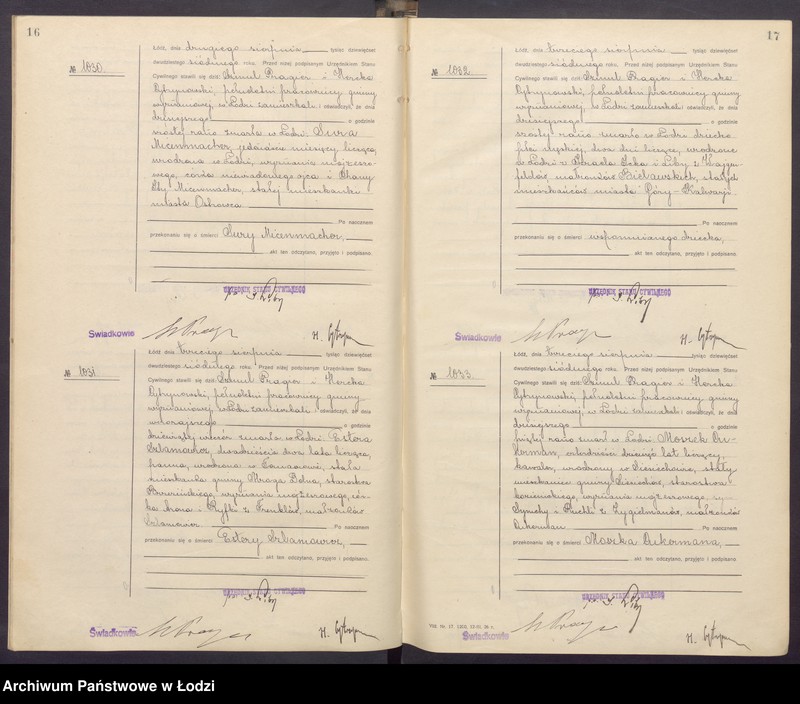Obraz 11 z jednostki "Akta zgonów od numeru 1000 do numeru 1868"