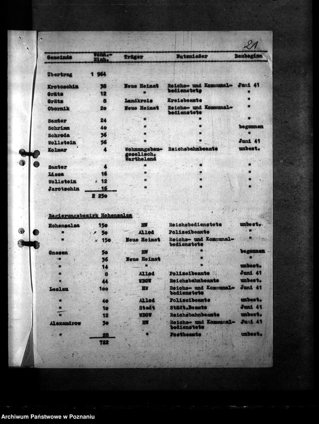Obraz 20 z jednostki "Vermerk über die Besprechung bei dem Gauleiter. Sonderbauprogramm 1940/ 41."