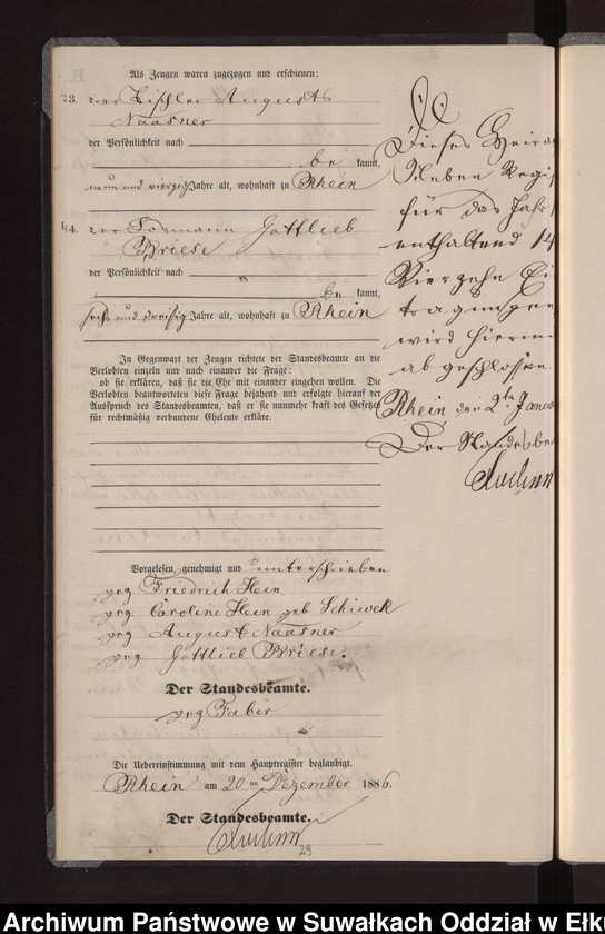 image.from.unit.number "Heiraths-Neben-Register des Preussischen Standes-Amtes Rhein Kreis Loetzen"