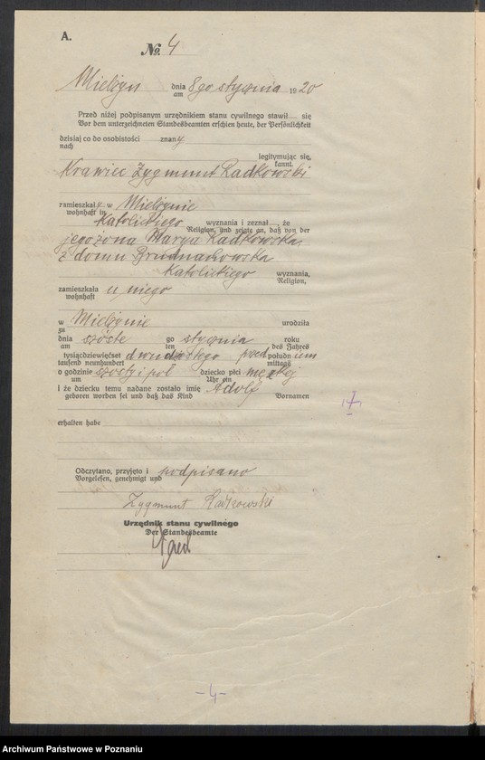 Obraz 6 z jednostki "Księga urodzeń [Rejestr główny urodzeń]"