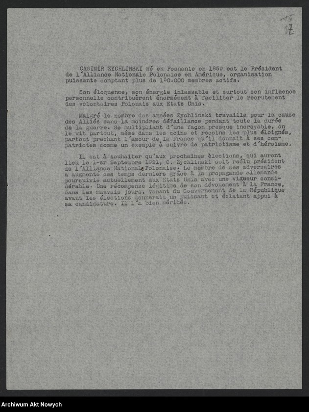 Obraz 19 z jednostki "Jusserand Jean Jules (historyk, dyplomata); Załączniki: charakterystyki i życiorysy F. E. Fronczaka, T. A. Starzyńskiego, J. F. Smulskiego, K. Żychlińskiego, N. L. Piotrowskiego; L.6 (odpowiedzi - maszynopisy)"